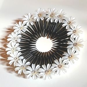 Vintage White Floral Rhinestone Hair Comb/Headband